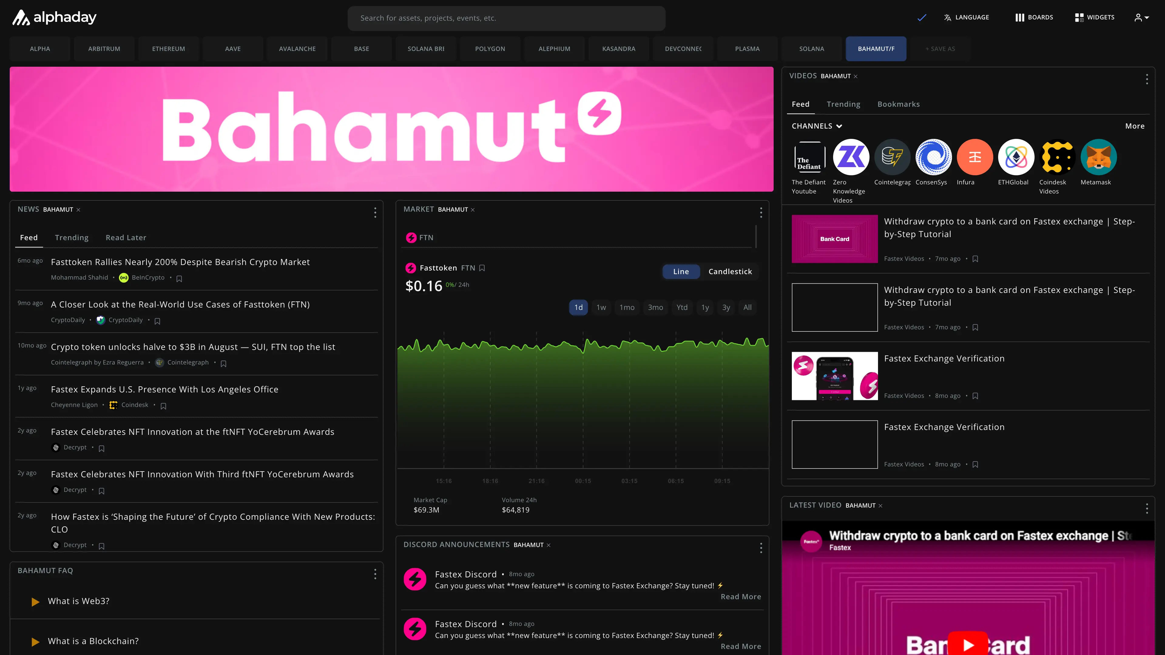 Bahamut/Fasttoken dashboard preview