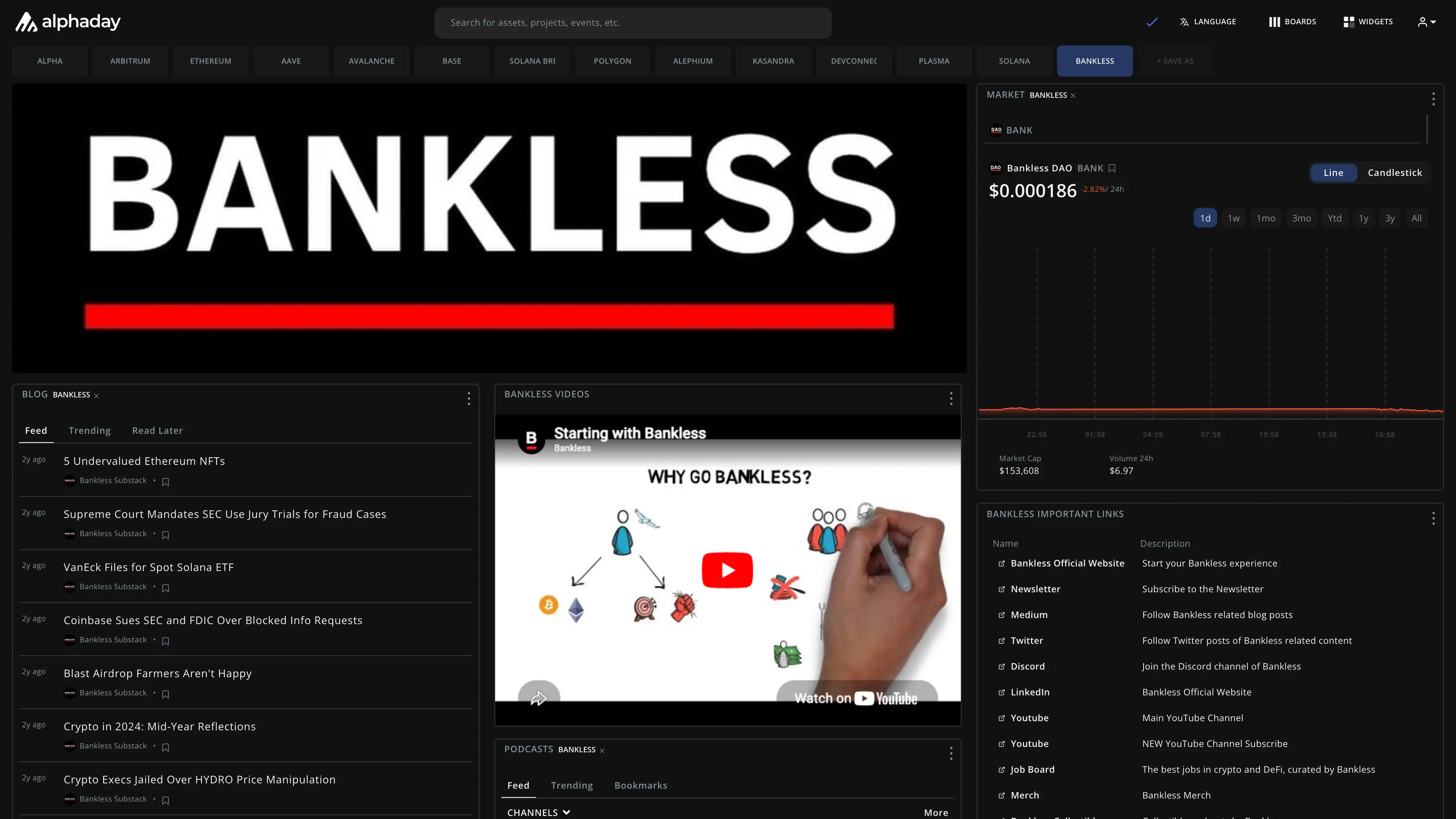 Bankless dashboard preview