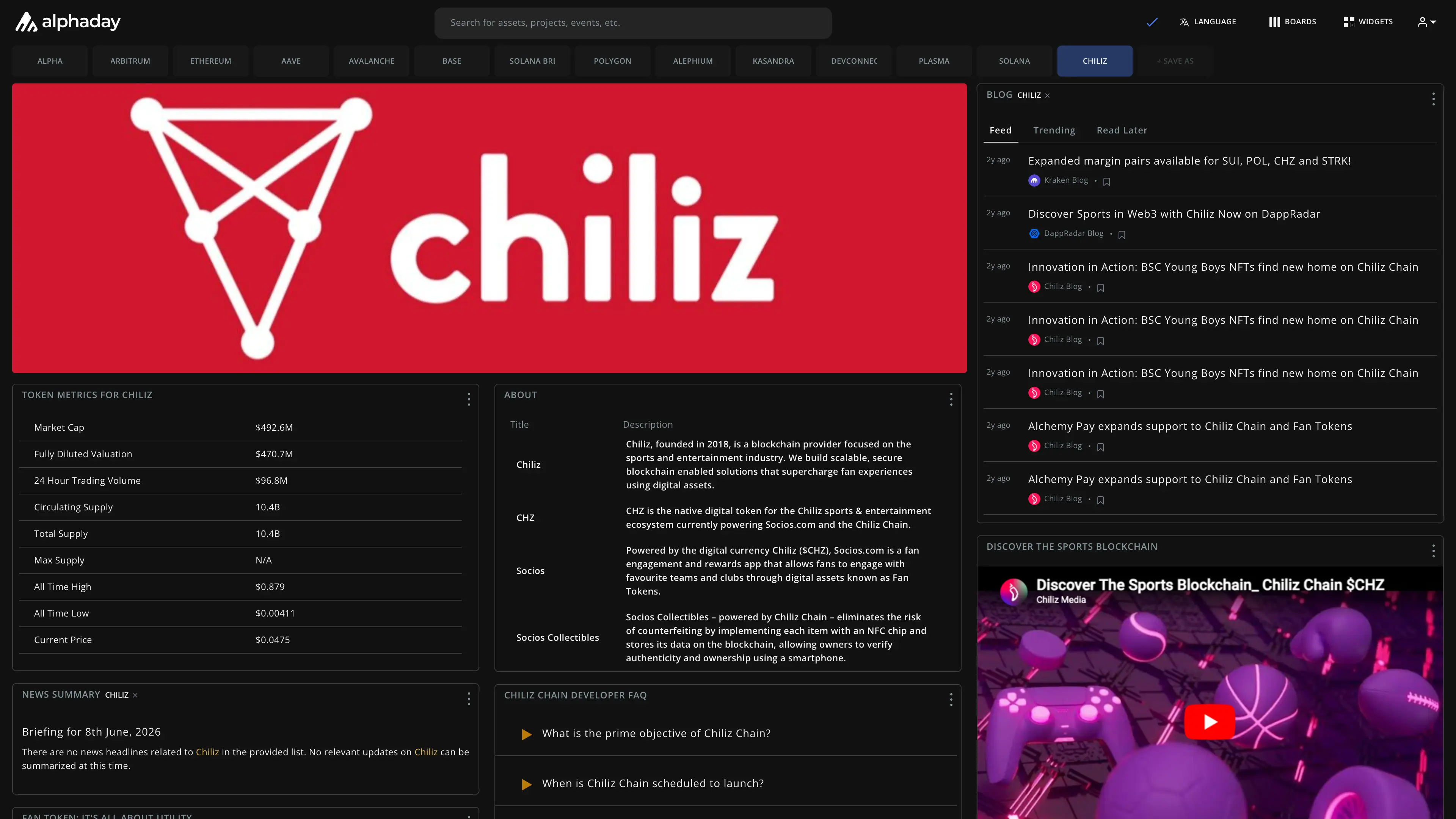 Chiliz dashboard preview