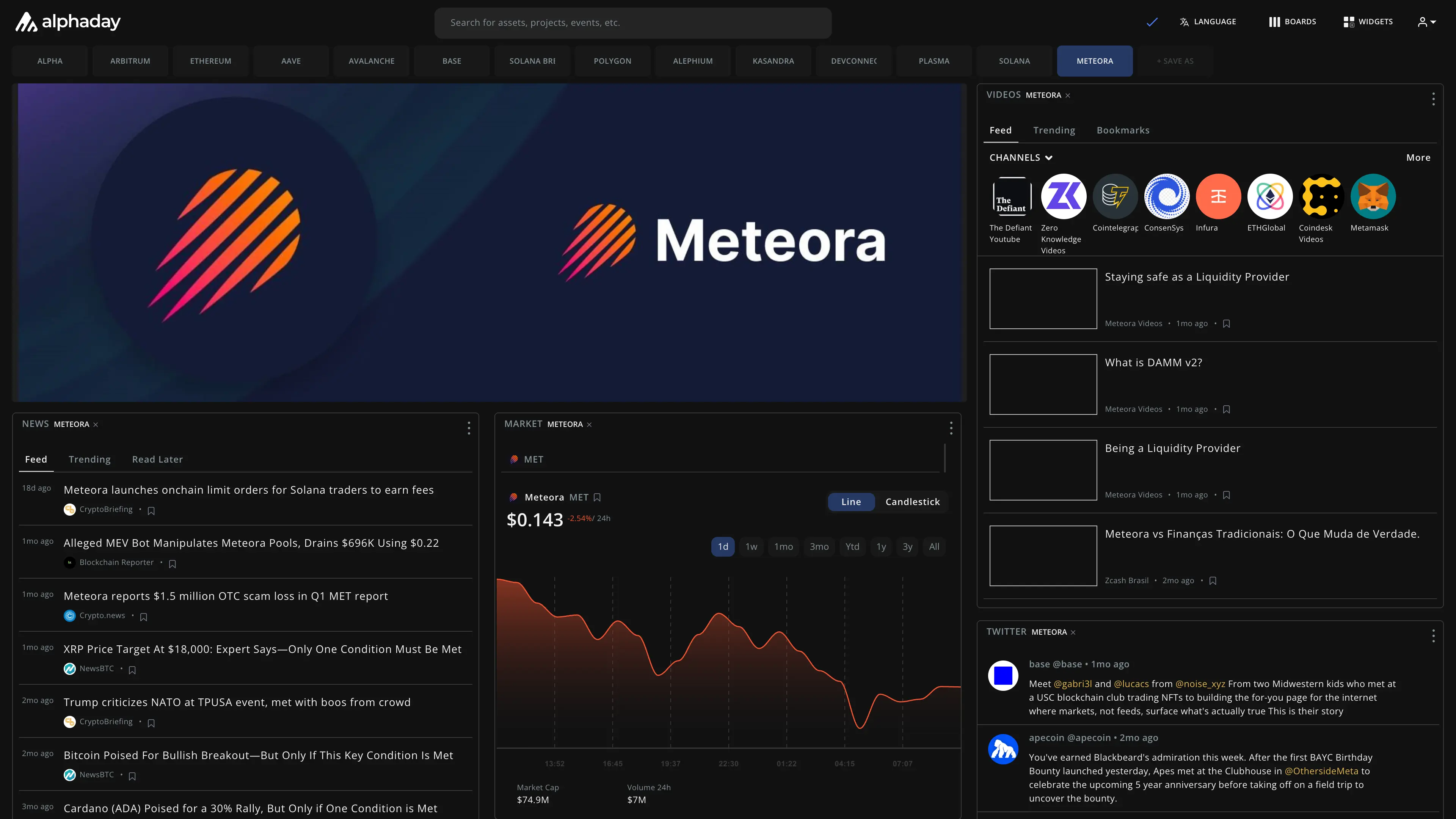 Meteora dashboard preview