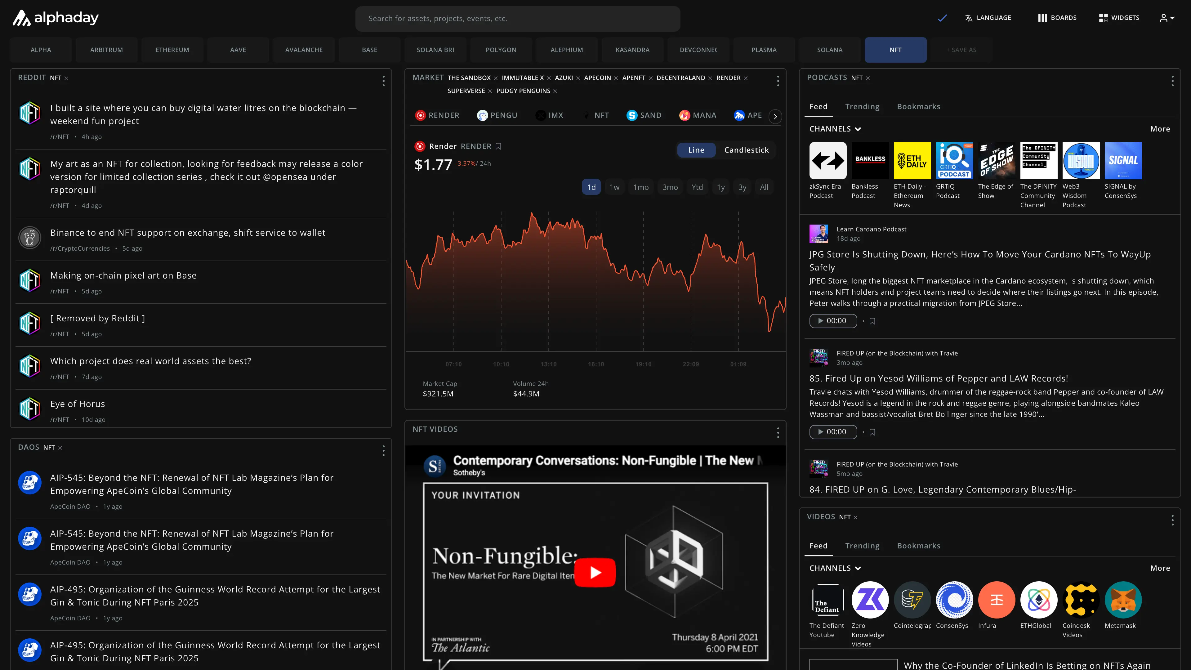 NFT dashboard preview