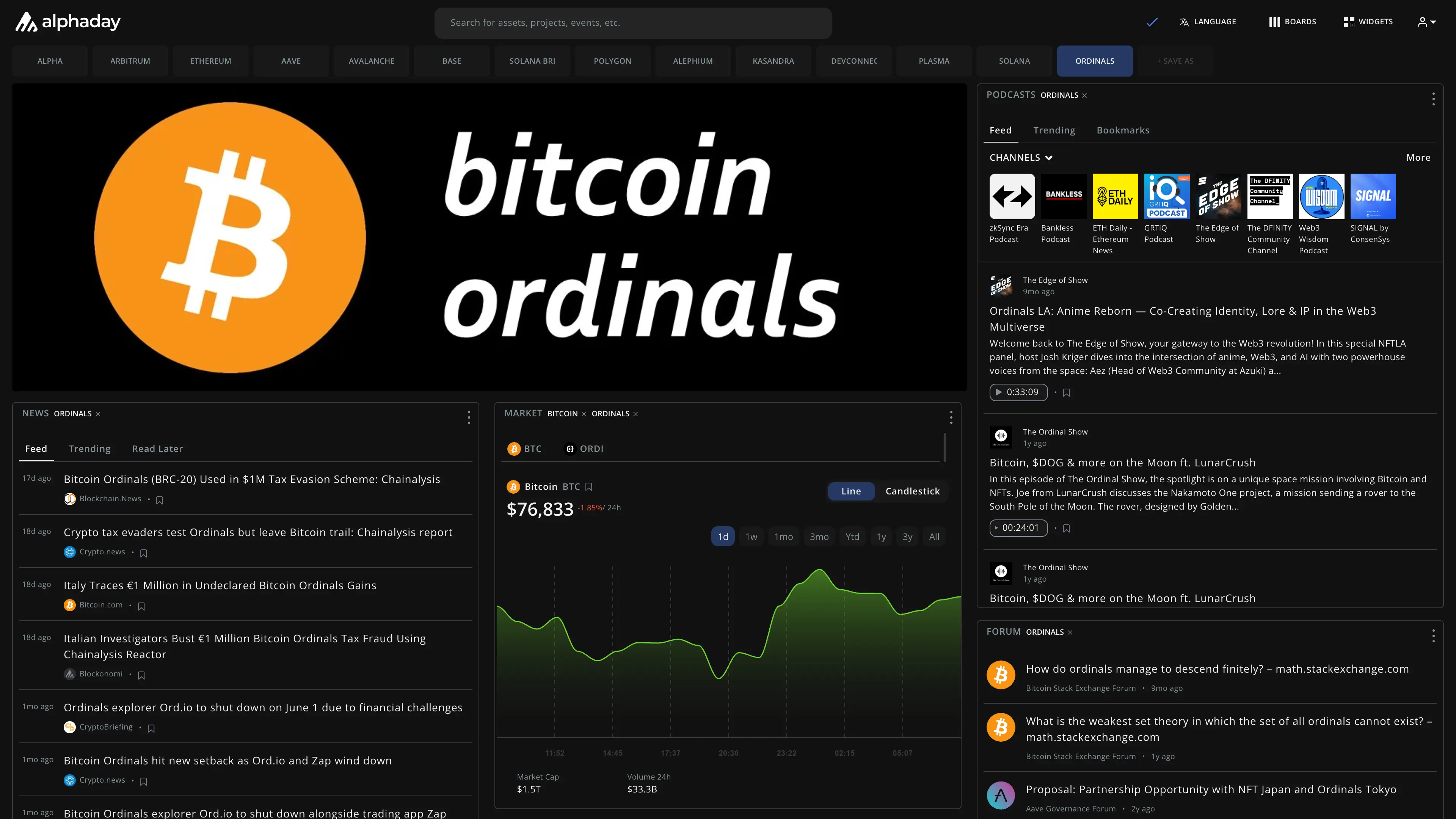 Ordinals dashboard preview