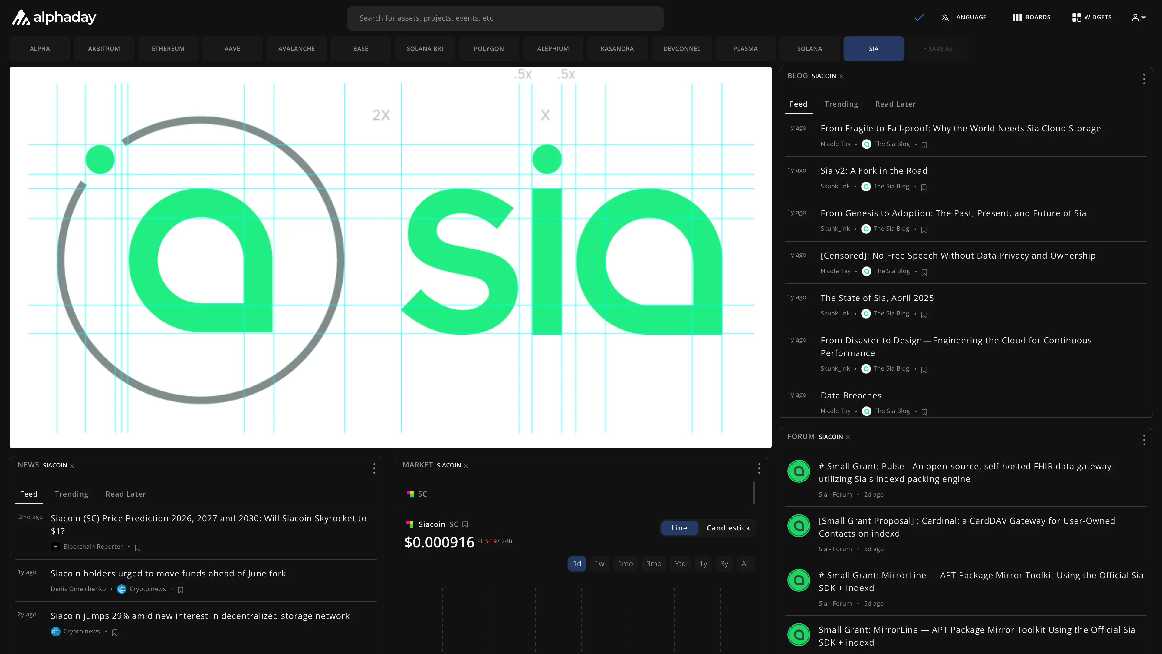 Sia dashboard preview