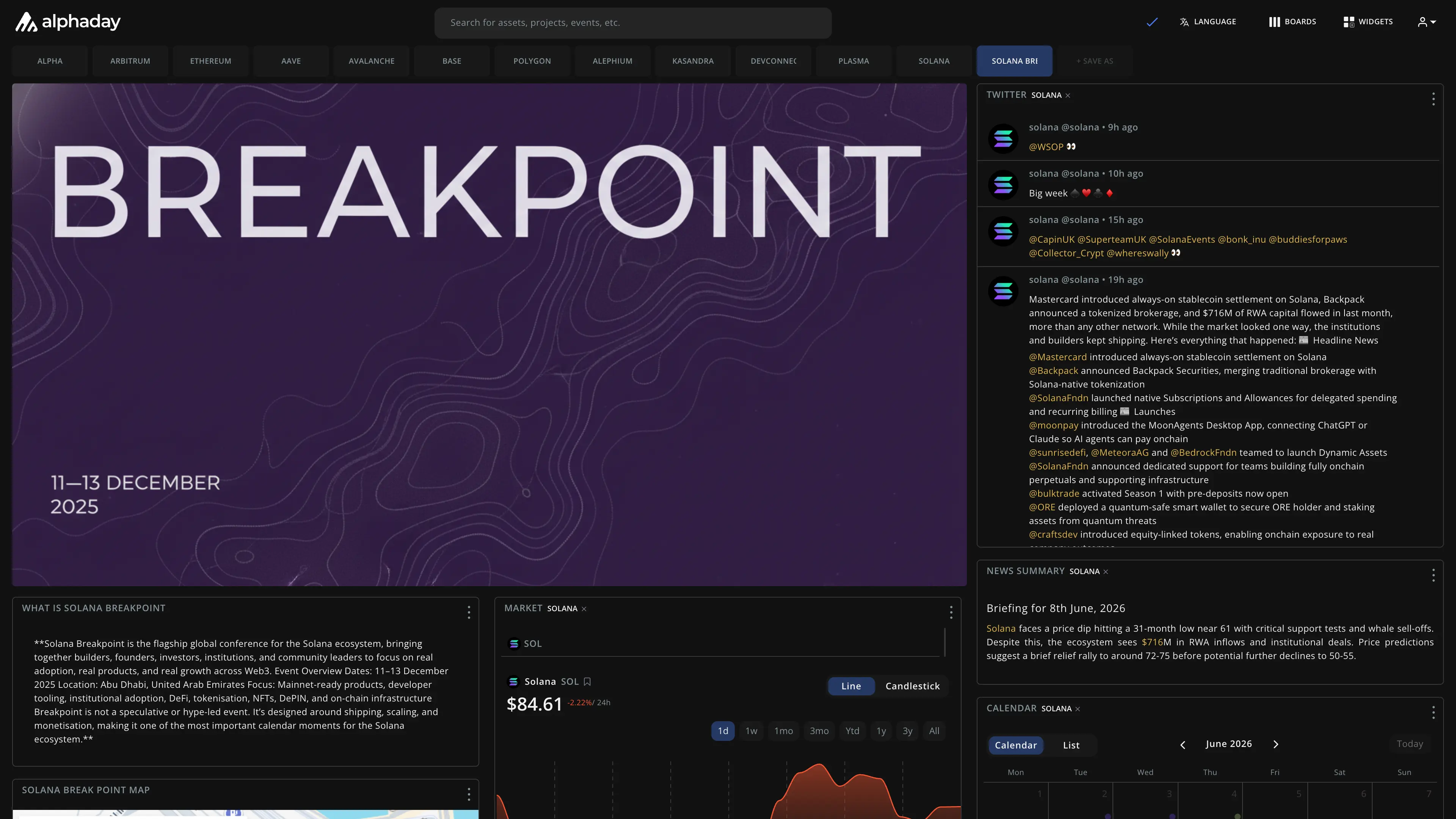 Solana BreakPoint dashboard preview