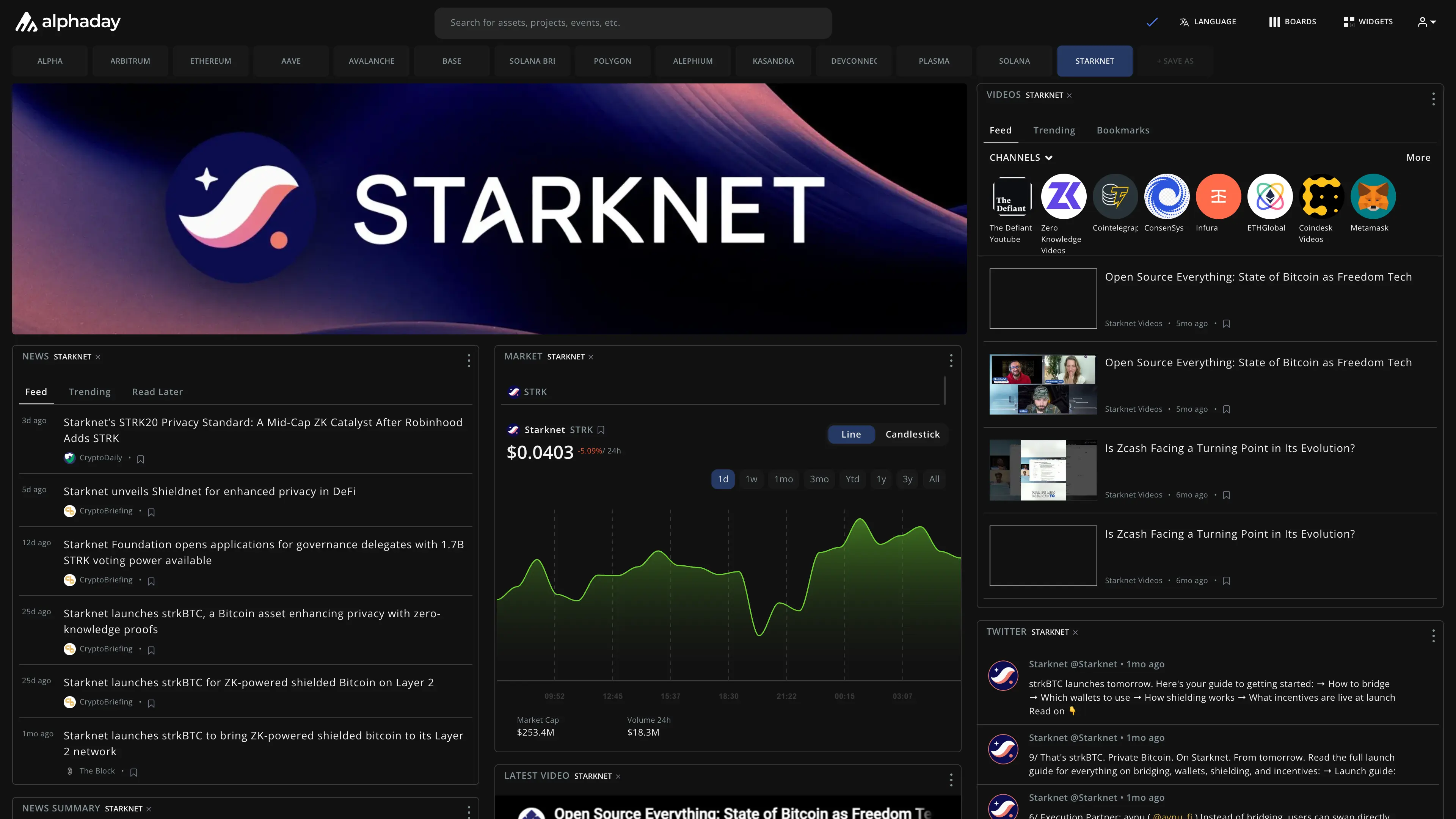 Starknet dashboard preview