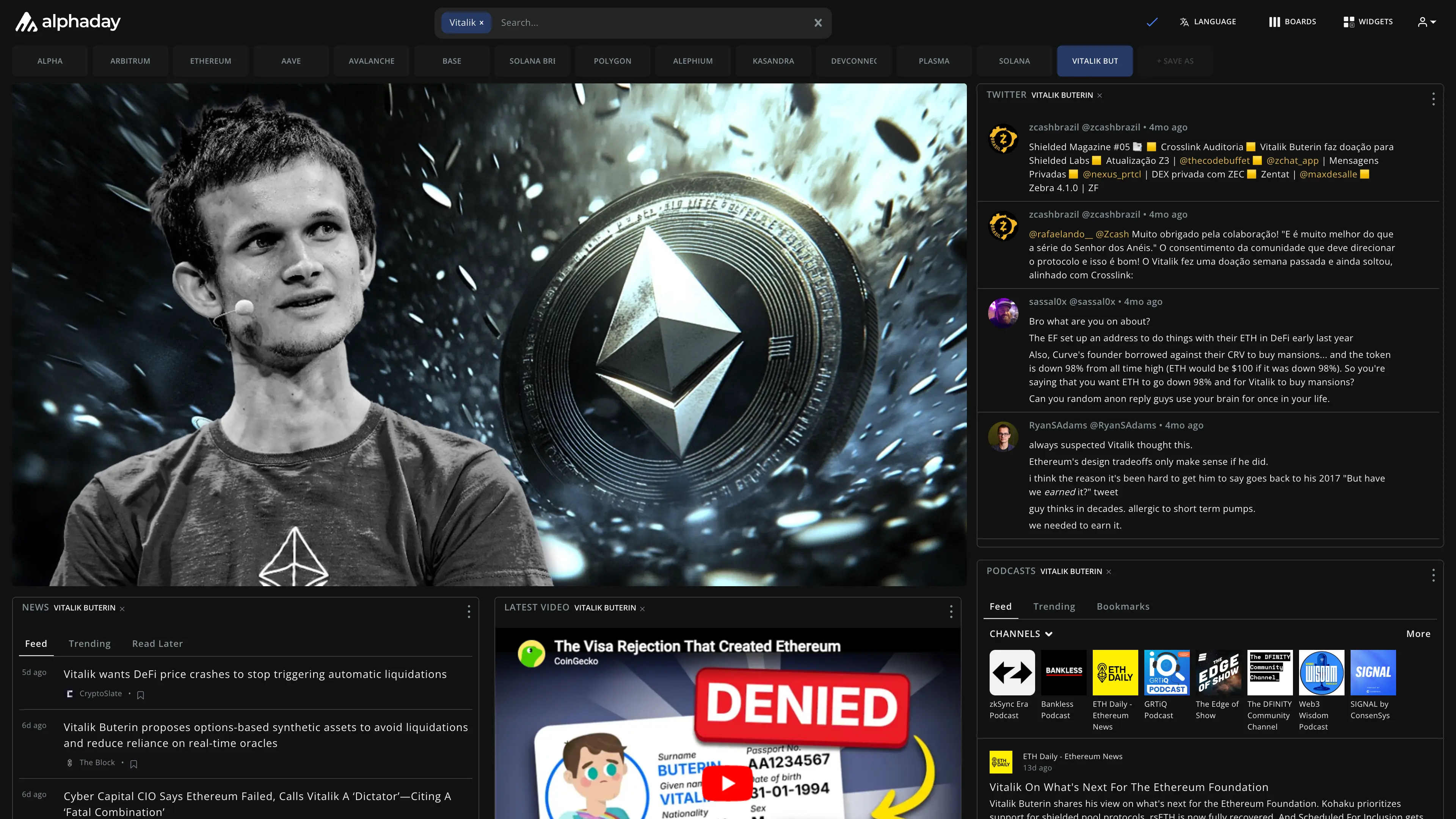 Vitalik Buterin dashboard preview
